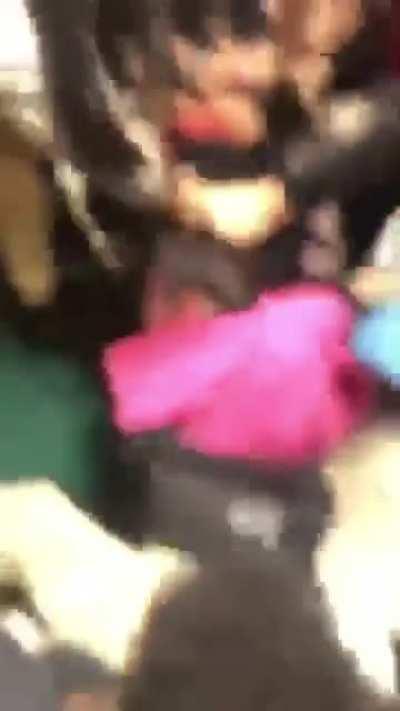girl in the pink hoodie got jumped
