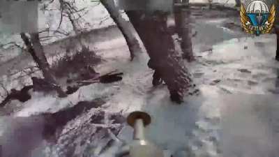 VDV using fiber-optic FPV drones hitting Ukrainian soldiers in various forest belts