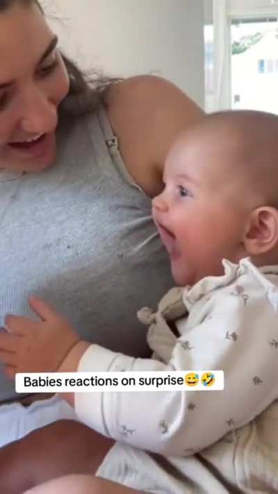Babies reactions on surprise baby surprise gift