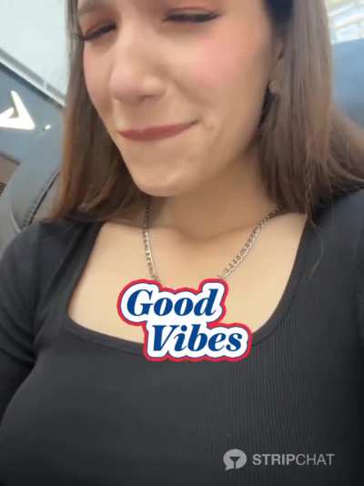 Girl having a good vibe in public