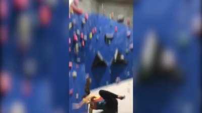 Woman snaps her arm in rock climbing