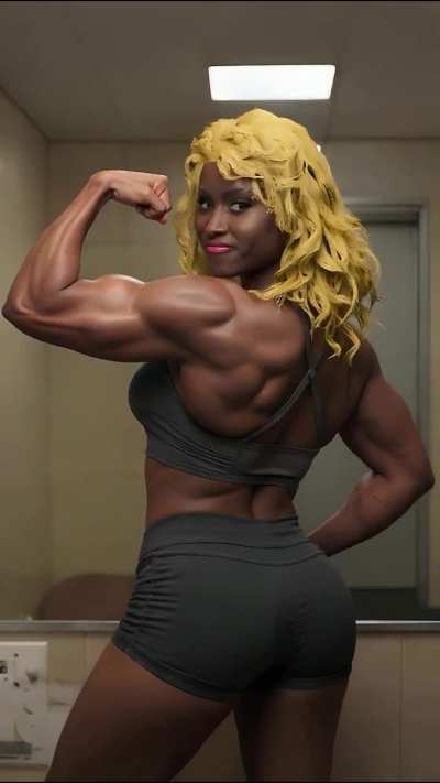 She had to rehab an injured shoulder... she may have overcompensated. 💪😅💪 [SPW Gym Selfie]