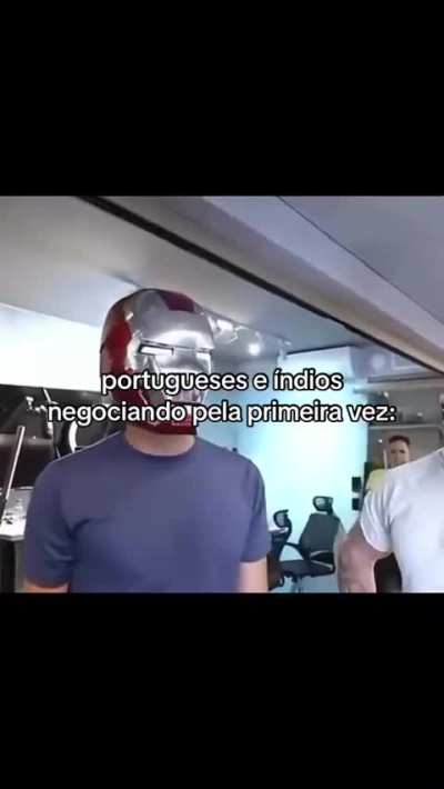 Portugueses e índios a negociar pela primeira vez