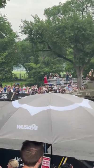 Empty crowd at Trump’s birthday parade. All you hear is the squeaking tanks.