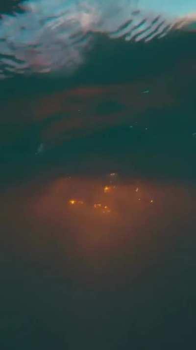 Sunset underwater wave ...