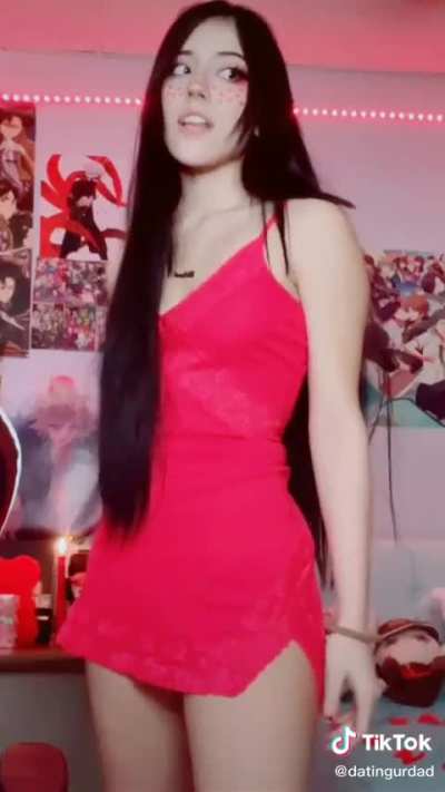 This dress was so slutty. Im shocked we didn't get a slip when she streamed with it