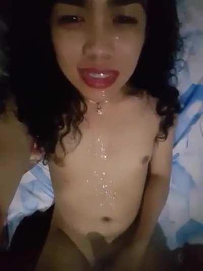 Asian girl Cum Covered 