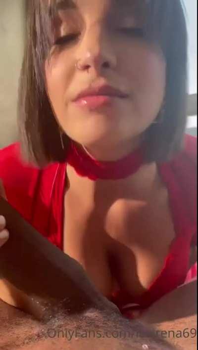 Servicing his third leg.