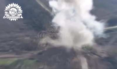 Ukrainian aviation used American GBU62 precision-guided bomb to destroy Russian military position in the Northern direction of Ukraine. April 12, 2025