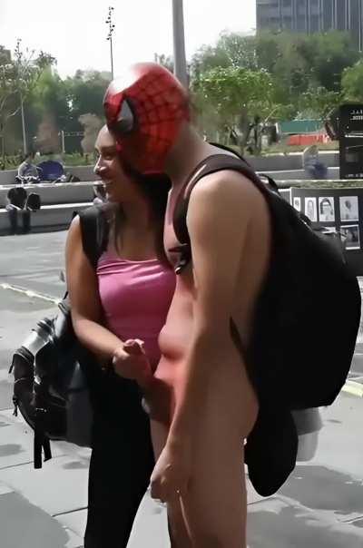 Spiderman, if security get involved, No way home, Spinning webs, Looks like fun, any takers, public handjob