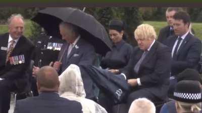 Boris Johnson on a rainy day