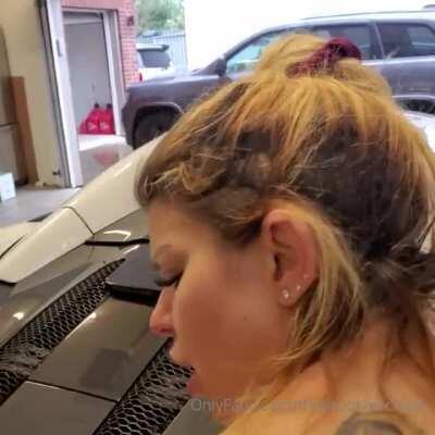 Husband fucking Brooklyn Chase on his car