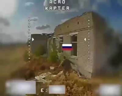 Precise hit on russian soldier with ukrainian drone
