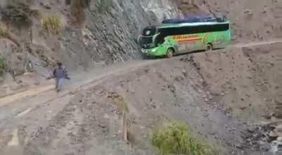 Bus driver in Peru. Don't try this at home