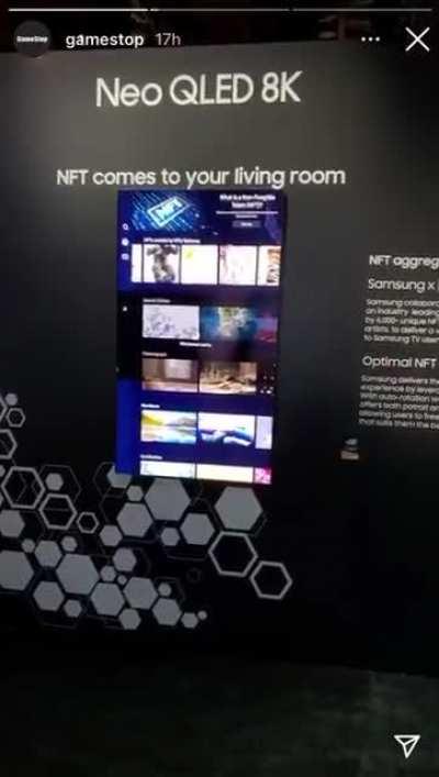 Gamestop Instagram page released a video of an NFT Display 17 hours ago (as of posting) on their Instagram Story and I have no idea how no one is talking about it.