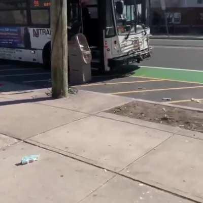 Dude dies inside when the bus won't take him and his stolen ATM