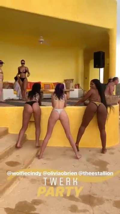 Twerking (on the left)