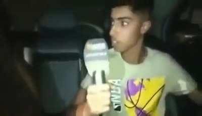 A guy hitting his girlfriend during an interview