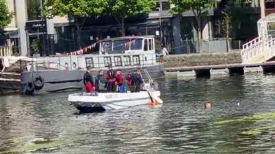 Grand day for some paddling in a motorboat. Just before warning shouts of a Garda car nearby.
