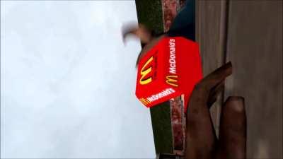 POV: Legoshi shoots you and your friend while you try to eat a McDonald's® meal.