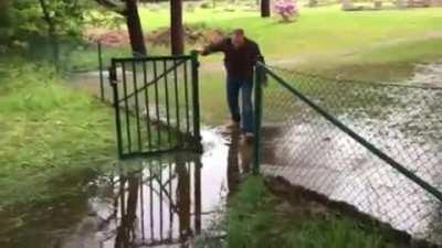 Trying to keep my shoes dry...