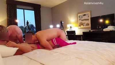 Hubby loves watching me receive the ultimate sexual pleasure and full arousal before getting spitroasted