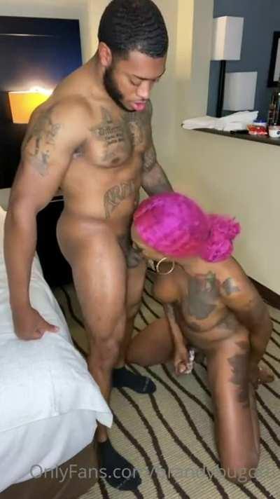 She knows how to suck dick because she has one.