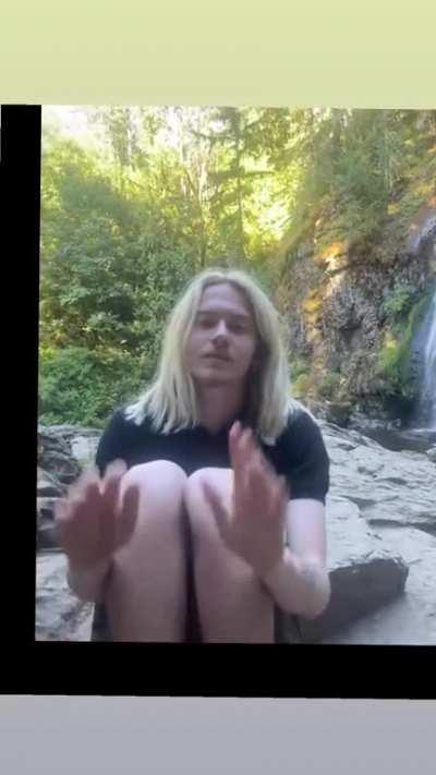 Weiland at a waterfall (video)