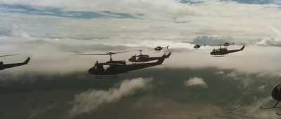 In this famous scene from Francis Ford Coppola's 1979 film Apocalypse Now Yakety Sax is played aloud from the attacking helicopters to strike fear in enemy soldiers, a tactic often utilized by the actual U.S. military.