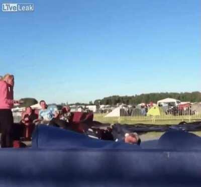 Hitting the table you're standing on with a chair