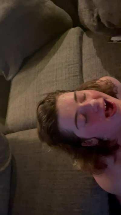 Cumming on 18yo big tits face