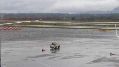 YVR right now. There's a lake!