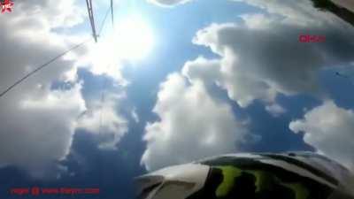 Driving really fast in the heavy traffic.