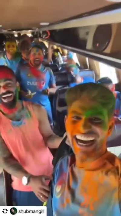 Virat Kohli and india cricket team celebrating Holi