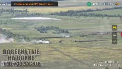 1 Russian Tank destroys 8 Ukrainian tanks and APCs by itself