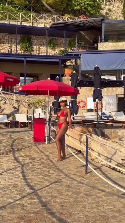Janelle wearing red bikini | IG 8/10/24