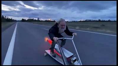 Undercover santa blastin jet scooter