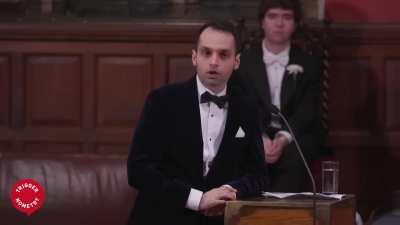 Konstantin Kisin speaking at the Oxford Union for the motion This House Believes Wokeness Has Gone Too Far.