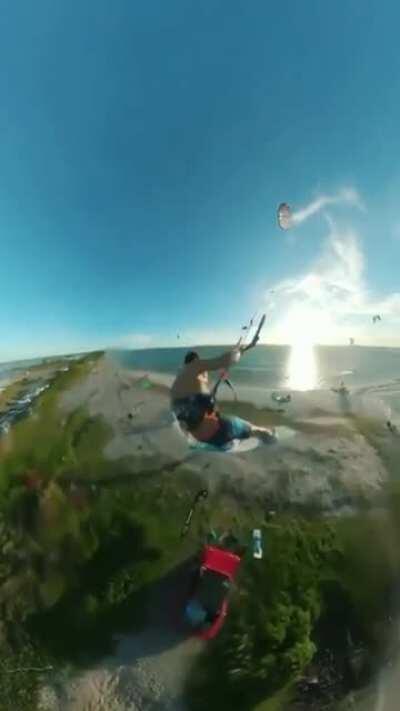 Guy jumps over an island