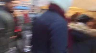 Luxemburg: People break down barriers of Covid pass checkpoint at Christmas Market.