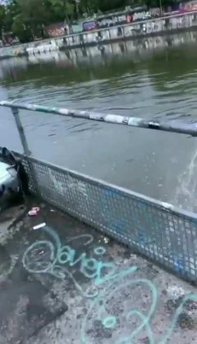 Man Diving To River , Wait Wait Wait Aah My Ball's