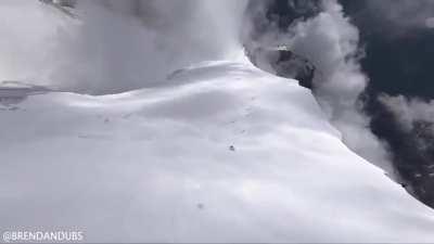 Flying between the mountains in this wingsuit