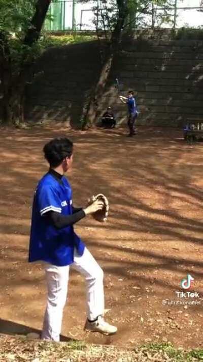 Japanese pitcher on TikTok throwing MLB caliber filth (via @ultra.konamel)