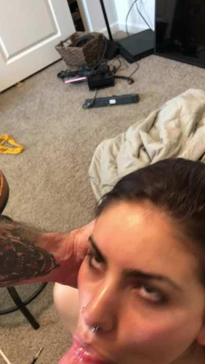 Trying to take as much of his thick cock as I can