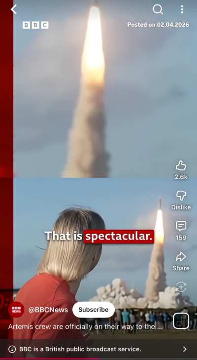 BBC reporter gets emotional at Artemis II launch