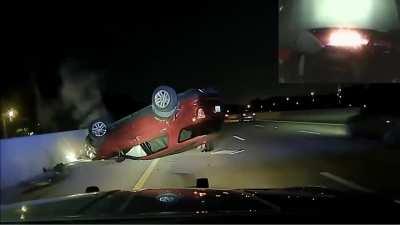 Cop flips pregnant womans car because she took too long to pull over