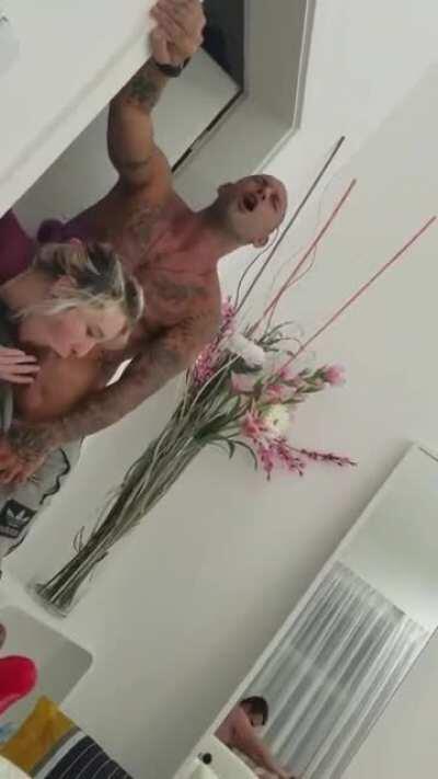 Everyone having some fun on set