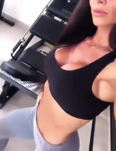 Yoga pants and sports bra. 😉 36F