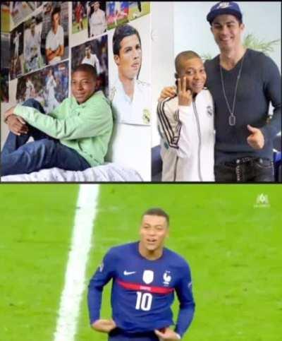 When you finally get to play on the same pitch with your idol.