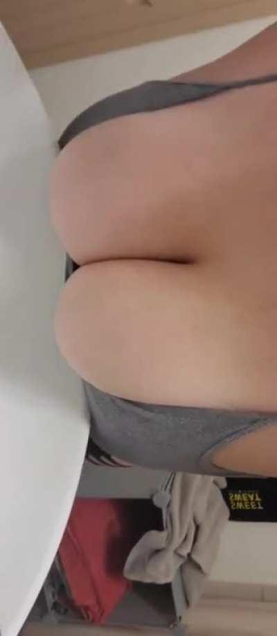 My huge boobs keep getting in the way! I'm just trying to lean over the sink to brush my teeth...